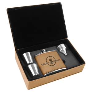 6 oz. Laserable Leatherette Flask Gift Set (Multiple Color Options)
