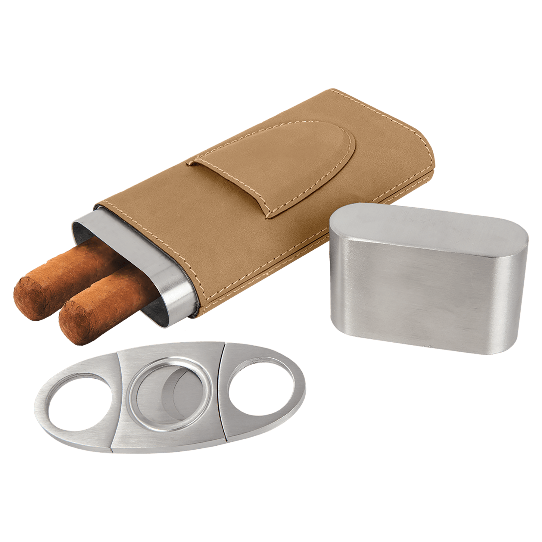 Leatherette Cigar Case with Cutter (Multiple Color Options) - Image 2