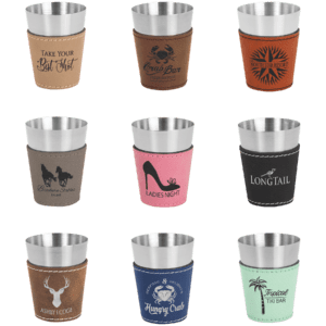 Laserable Leatherette & Stainless Steel Shot Glass (Multiple Color Options)