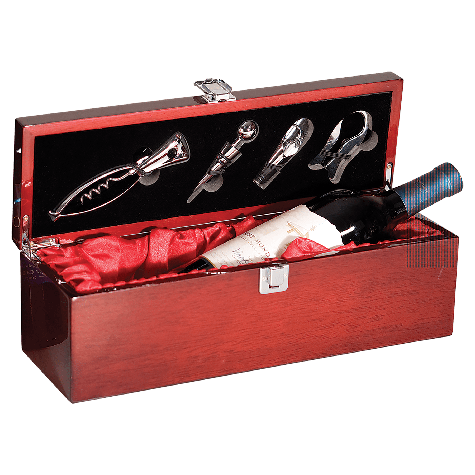 Rosewood Piano Finish Single Wine Box with Tools