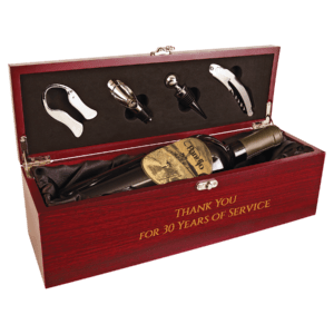 Rosewood Finish Single Wine Box with Tools & Black Lining