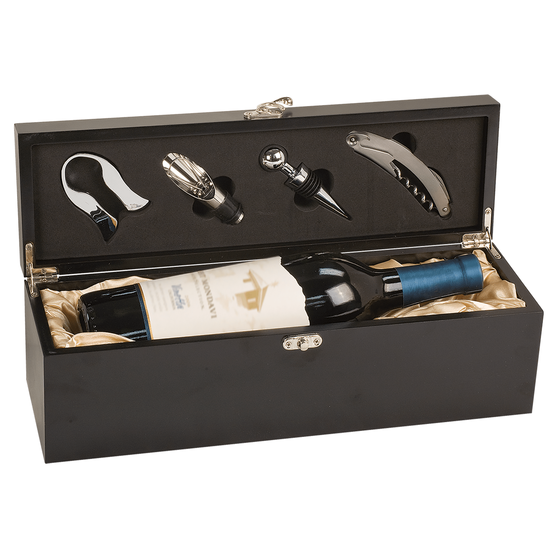 Matte Black Finish Single Wine Box with Tools