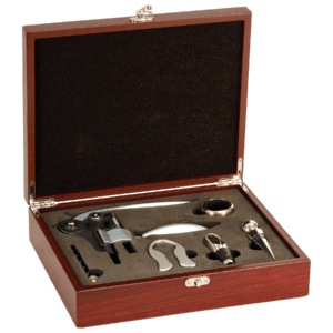 Rosewood Finish 5-Piece Wine Tool Gift Set