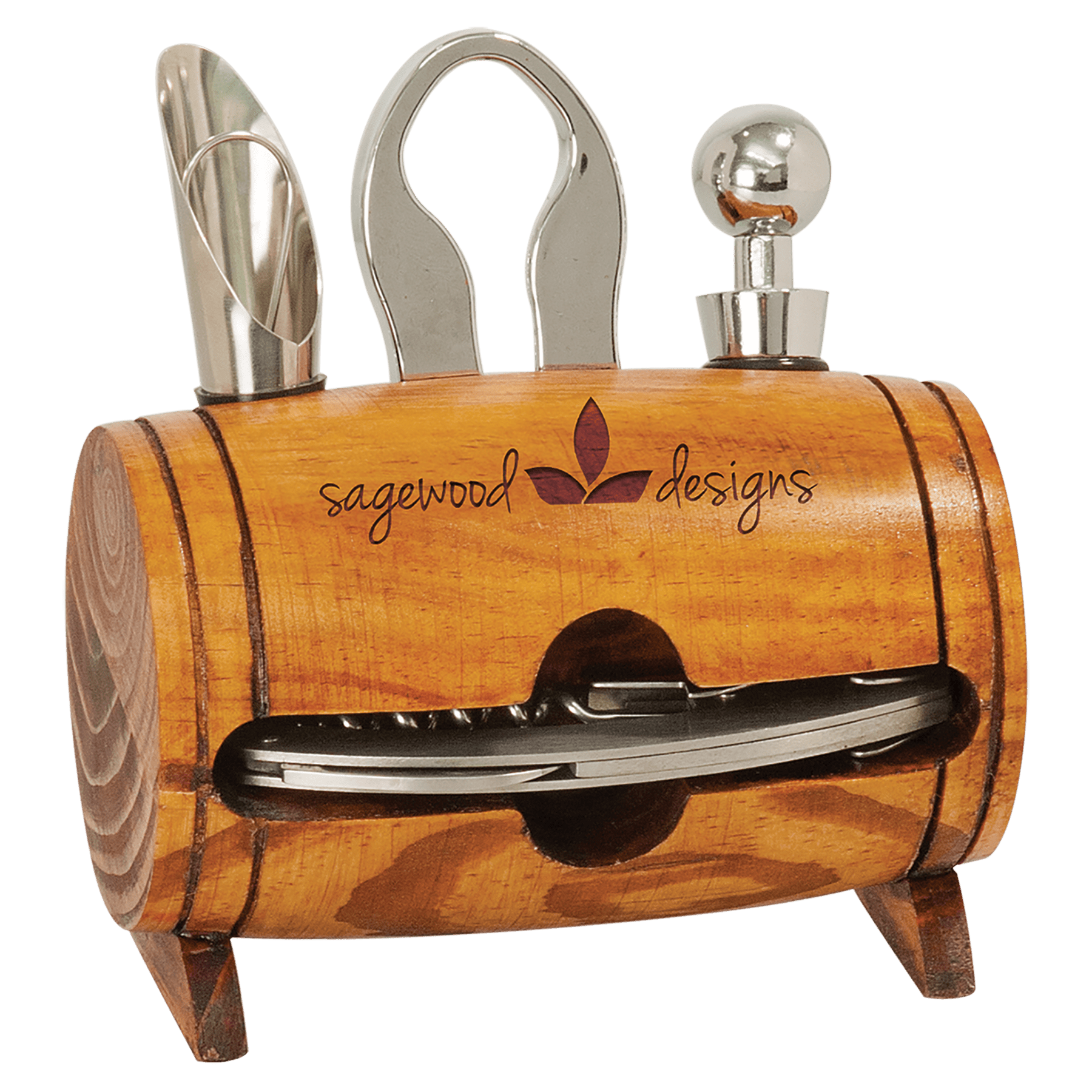Wine Barrel 4-Piece Wine Tool Set