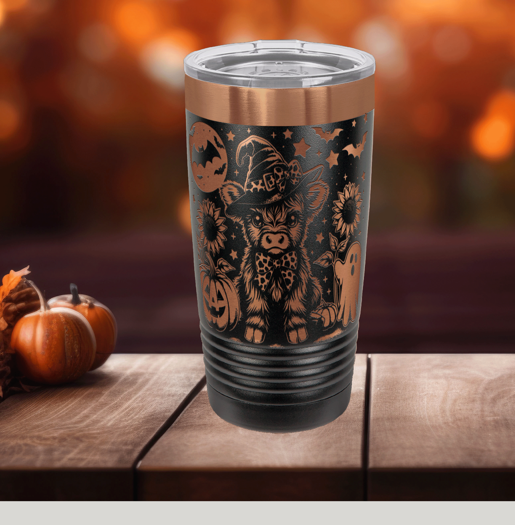 Highland Cow Halloween – Witchy Cow, Pumpkins, and Ghost Polar Camel 20 oz Tumbler