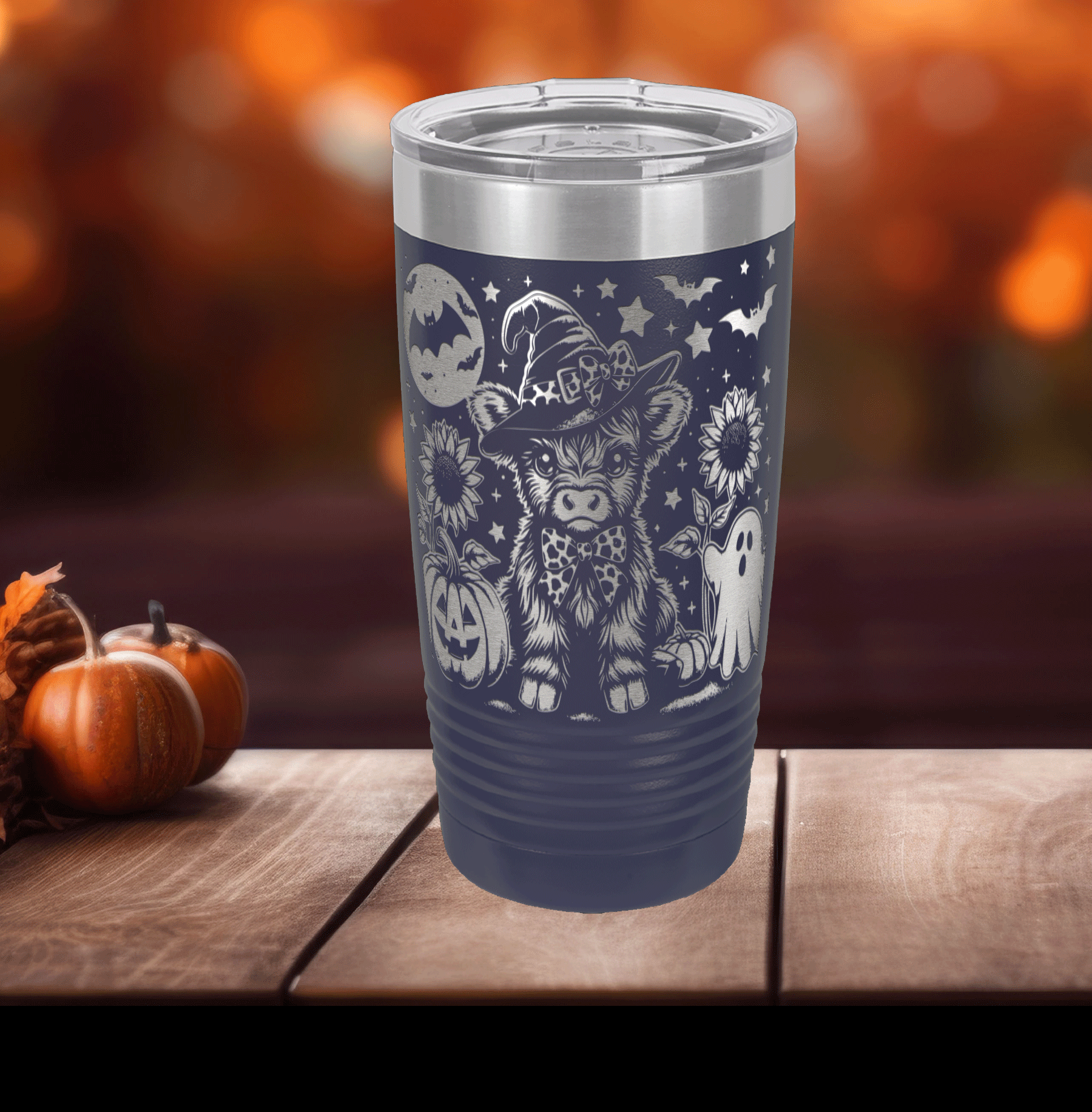 Highland Cow Halloween – Witchy Cow, Pumpkins, and Ghost Polar Camel 20 oz Tumbler - Image 4