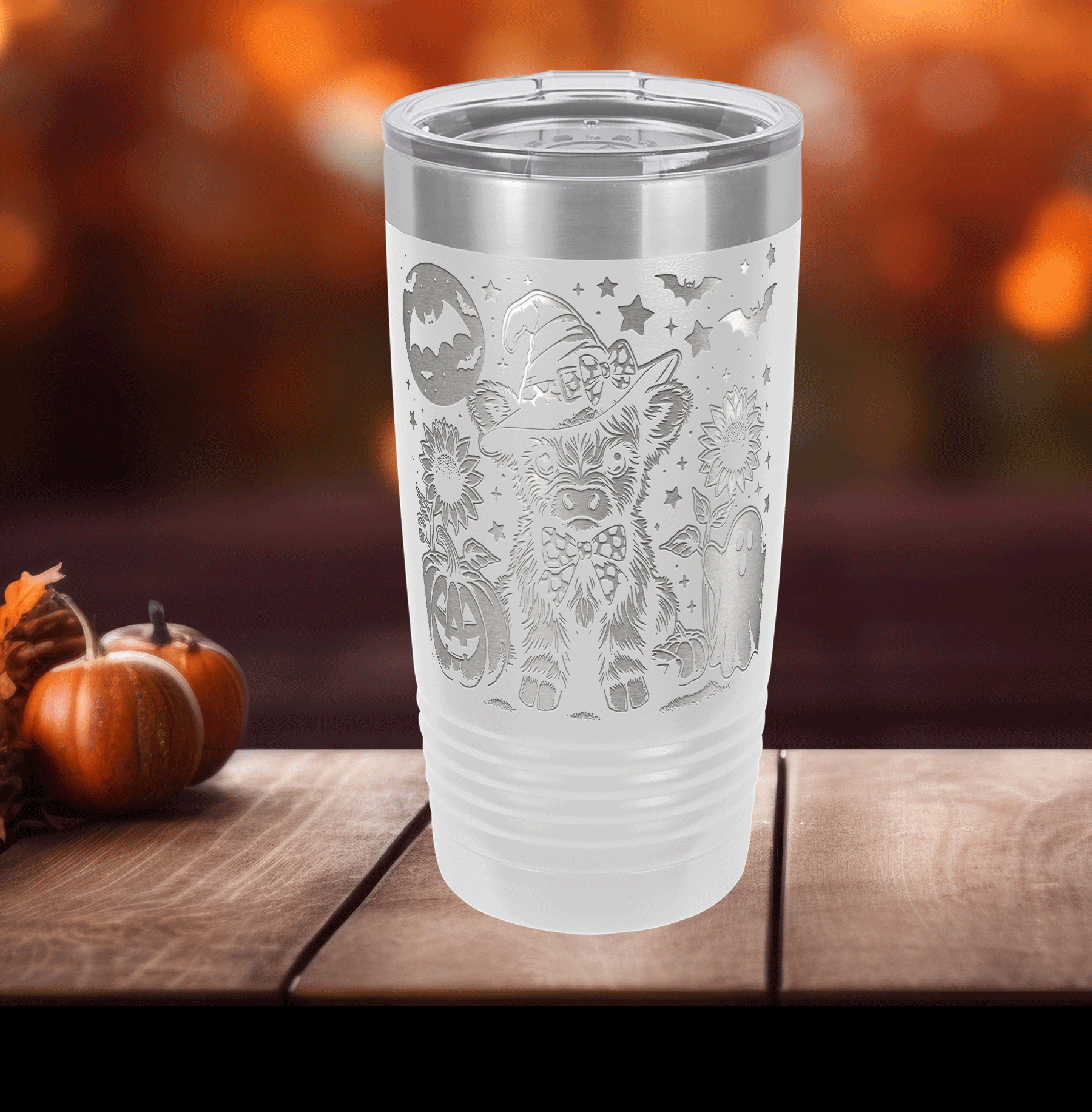 Highland Cow Halloween – Witchy Cow, Pumpkins, and Ghost Polar Camel 20 oz Tumbler - Image 6