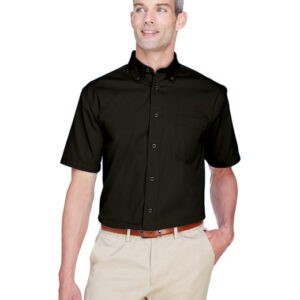 Harriton Men's Easy Blend™ Short-Sleeve Twill Shirt with Stain-Release (Artone Public)